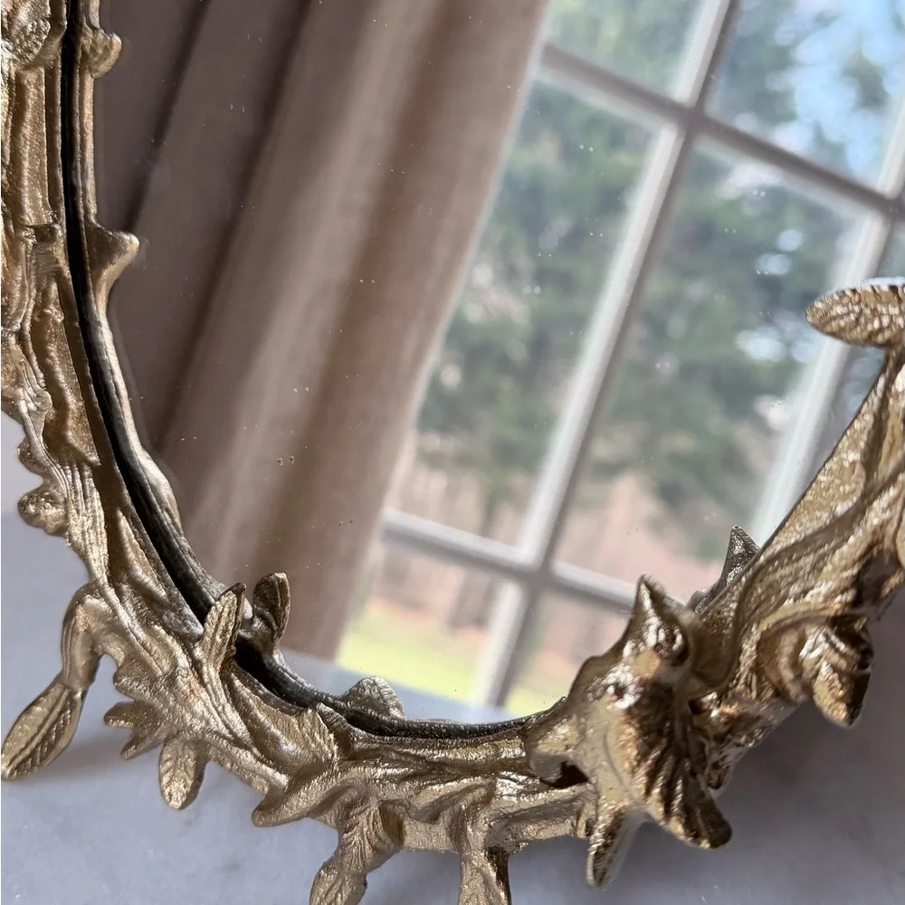 Ashland Ornate Gold Floral Oval Mirror Antique Gold Vintage Botanical Mirror